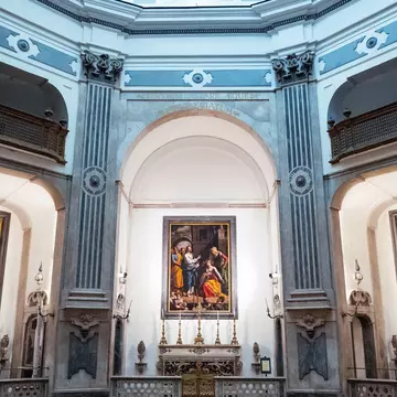 Naples, Italy - August 4, 2015:  The octagonal baroque  Pio Monte Della Misericordia church; Shutterstock ID 591080708; purchase_order: 65050; job: poi; client: ; other: