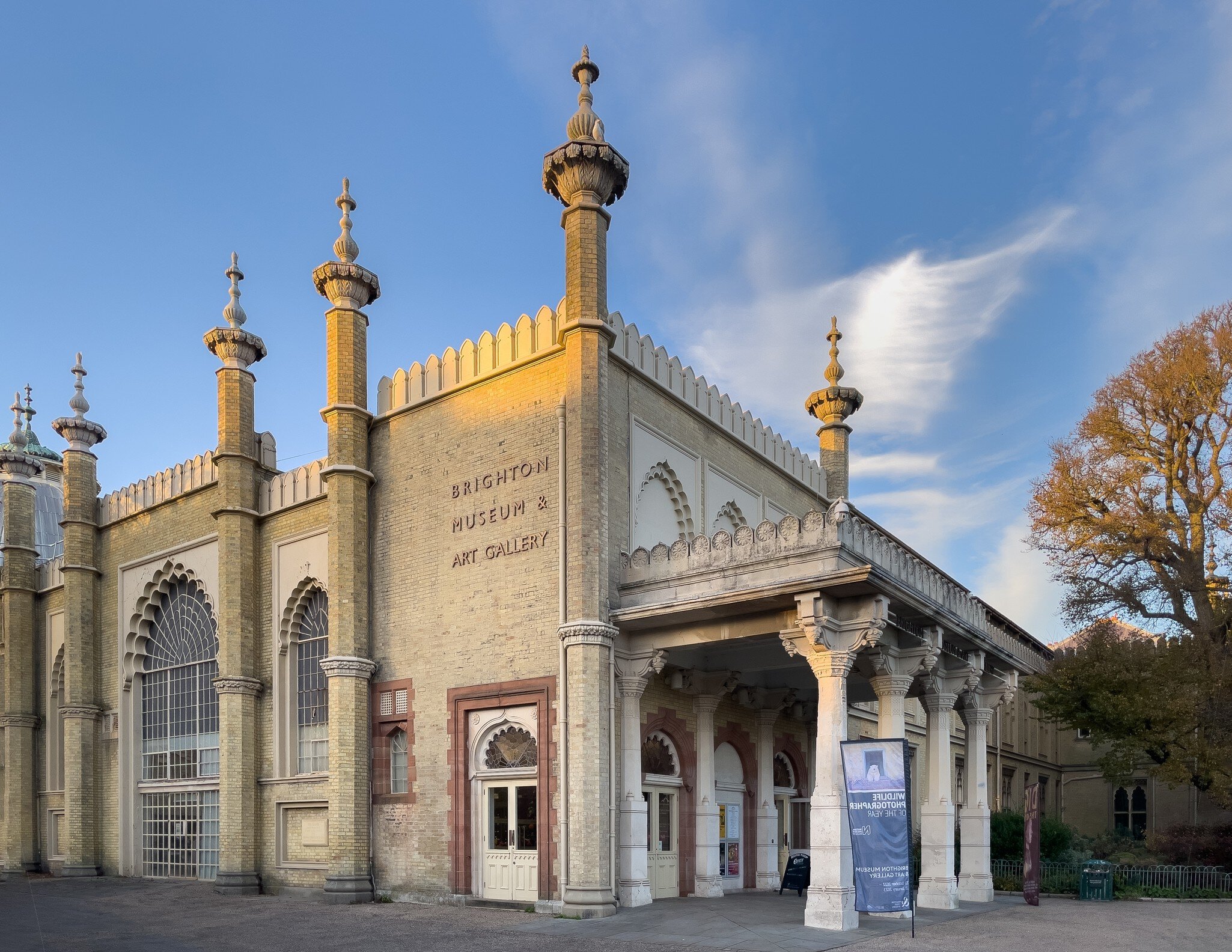 Brighton, UK - November 13th 2022: The entrance to the Brighton Museum and Art Gallery which is part of the Royal Pavilion Estate. Completed in 1805 and used as cavalry barracks., License Type: media, Download Time: 2026-04-24T22:49:56.000Z, User: LP_ZRay, Editorial: true, purchase_order: 65050 - Digital Destinations and Articles, job: Lonely Planet, client: App Content, other: Zayira Ray