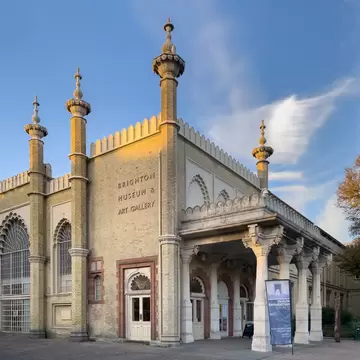 Brighton, UK - November 13th 2022: The entrance to the Brighton Museum and Art Gallery which is part of the Royal Pavilion Estate. Completed in 1805 and used as cavalry barracks., License Type: media, Download Time: 2026-04-24T22:49:56.000Z, User: LP_ZRay, Editorial: true, purchase_order: 65050 - Digital Destinations and Articles, job: Lonely Planet, client: App Content, other: Zayira Ray