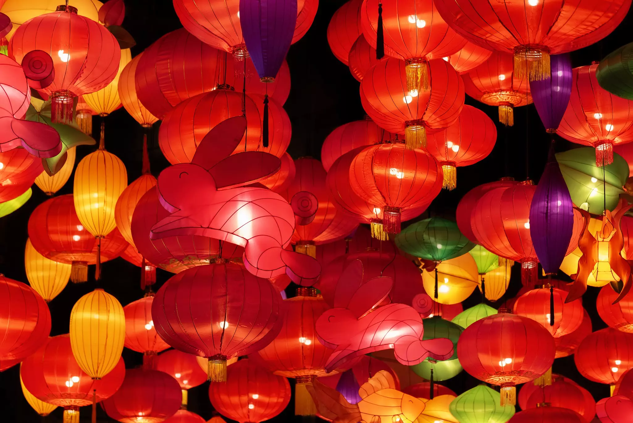 Lanterns light up the night sky in Hong Kong during the Mid-Autumn Festival.