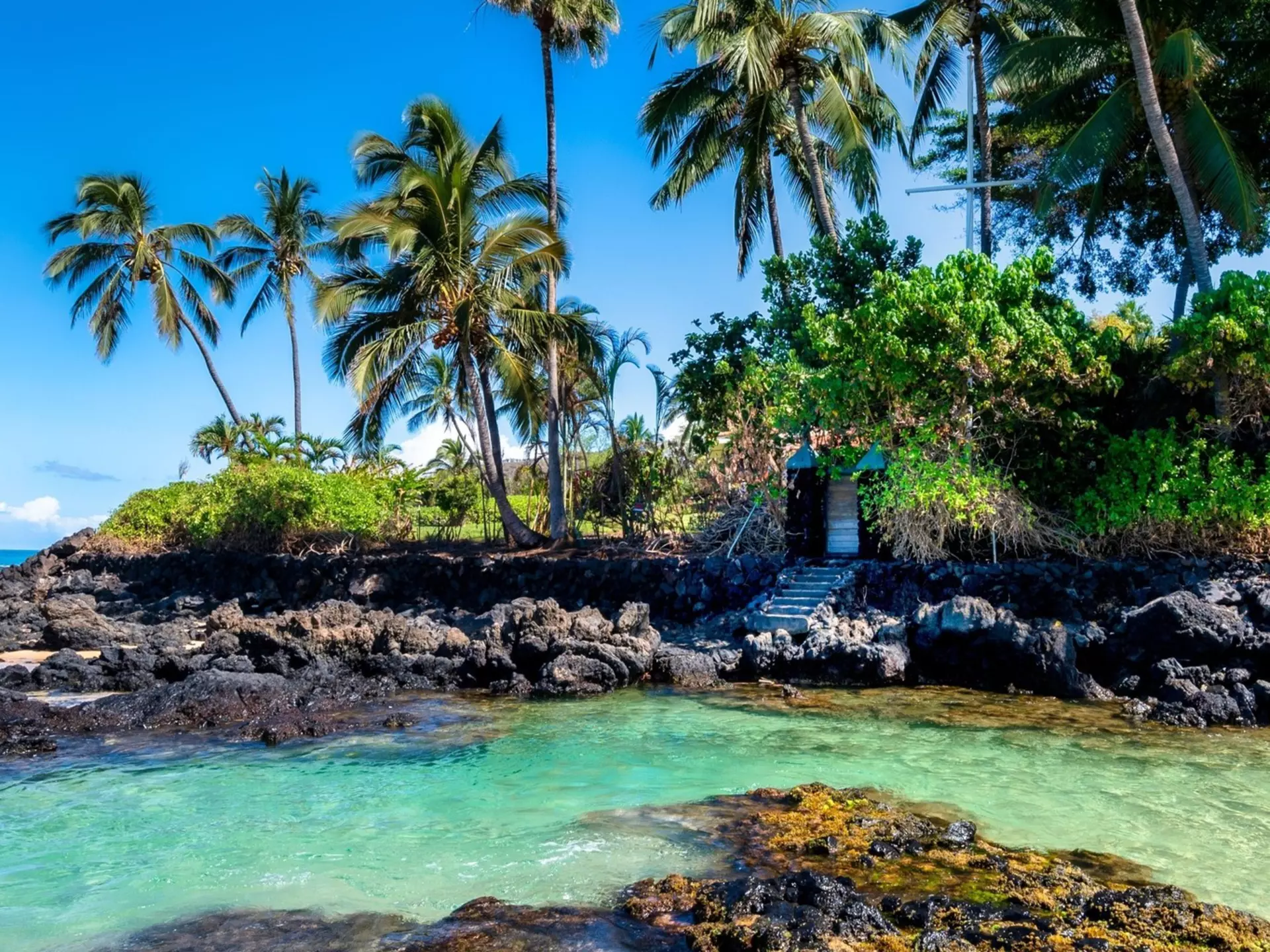 A beach on Maui island and the Pacific Ocean on a sunny day, Hawaii