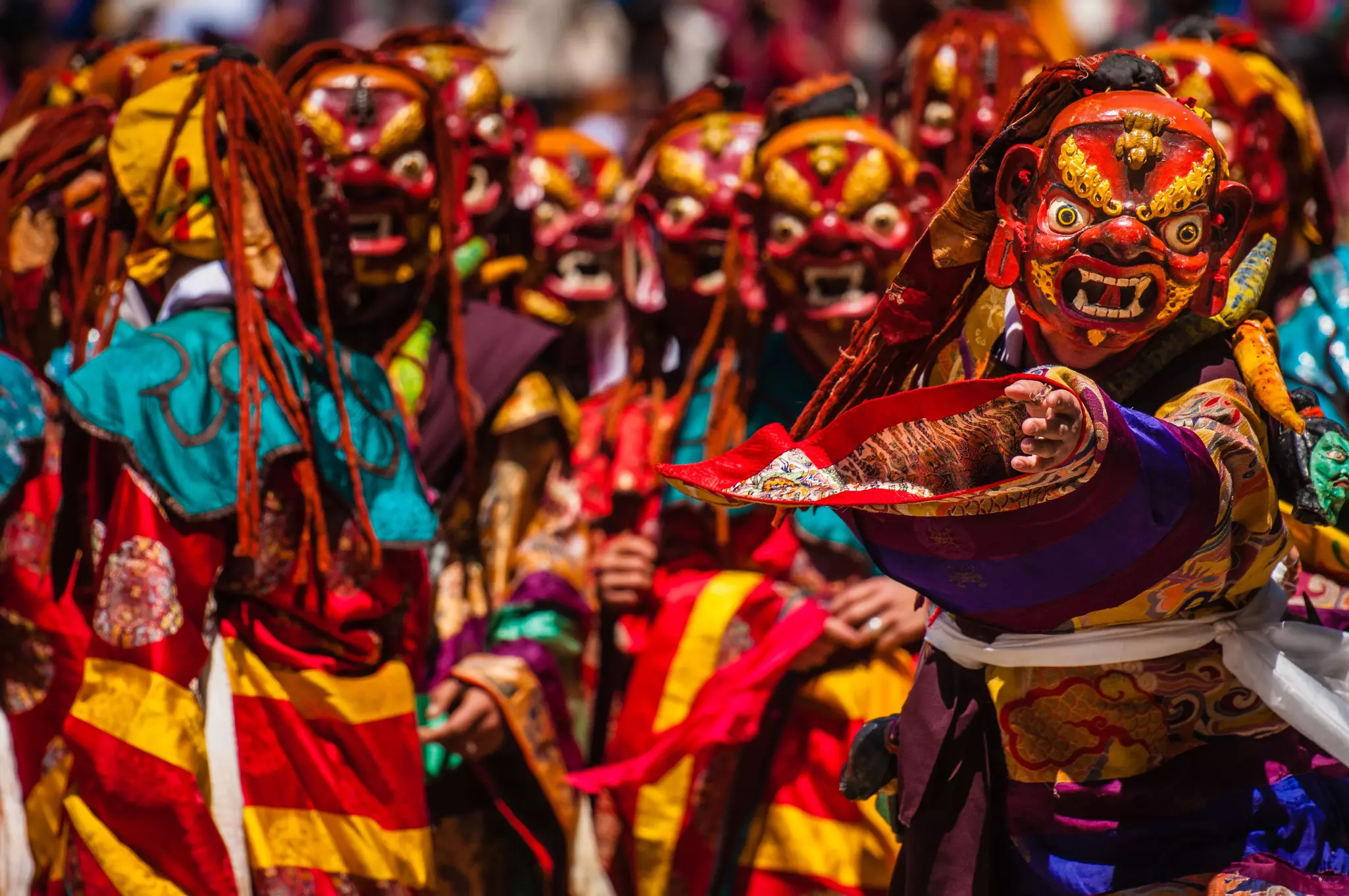 The masked performers of the tsechu festival in Gasa, held every March, are worth the drive © DUCOIN DAVID / Getty Images