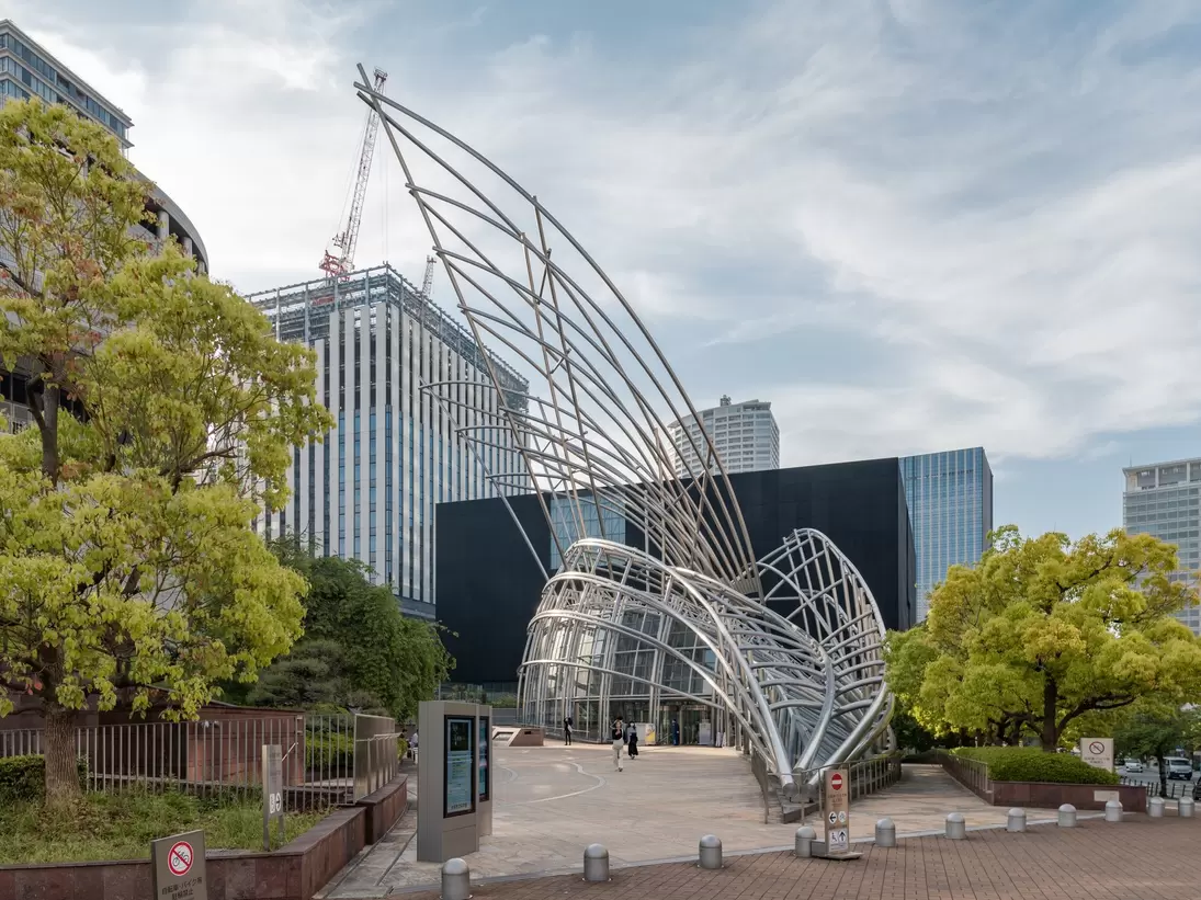 OSAKA, JAPAN - APRIL 28, 2023 : Osaka National Museum of Art located in Nakanoshima has beautiful sculptured appearance with museum located underground  License Type: media  Download Time: 2024-05-22T23:43:18.000Z  User: mvm_lonelyplanet  Is Editorial: Yes  purchase_order:   