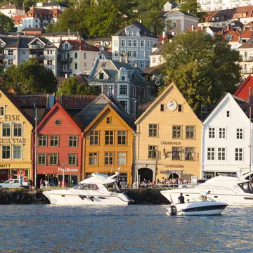 Waterside shops at Bryggen wharf.