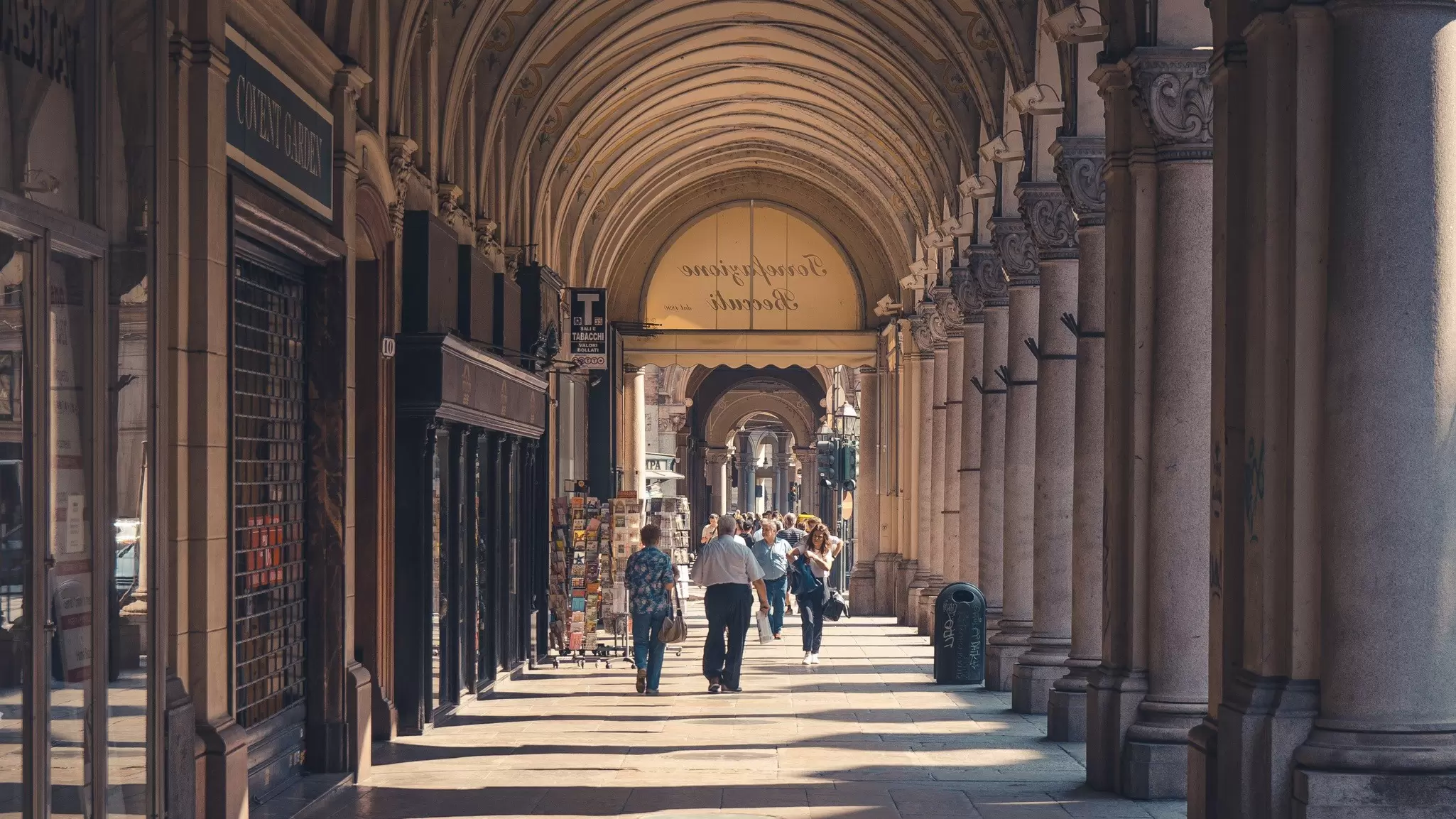 The famous porticoes of Turin are made for strolling. Aliaksandr Antanovich/Shutterstock