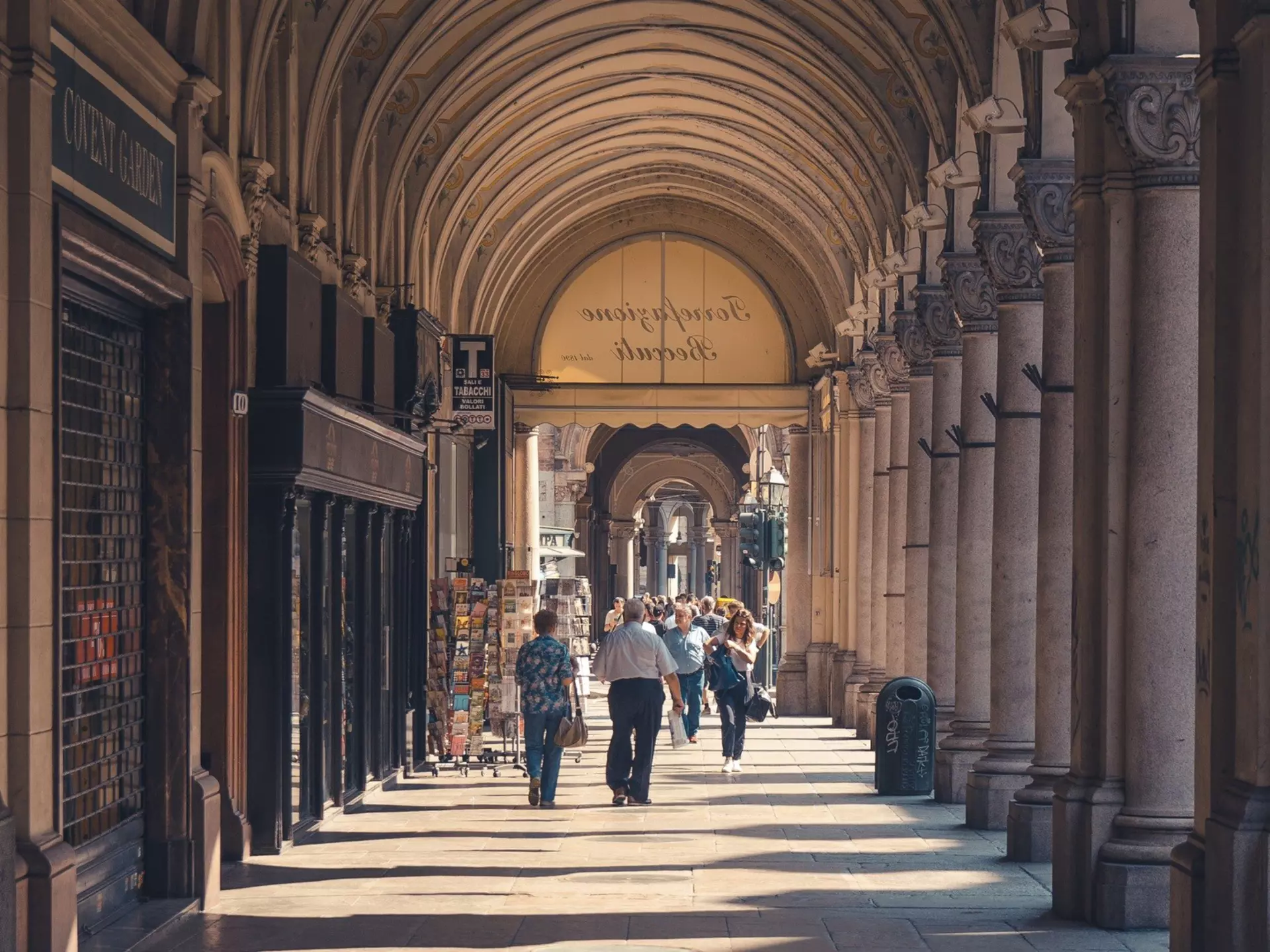 The famous porticoes of Turin are made for strolling. Aliaksandr Antanovich/Shutterstock