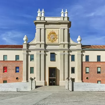 Exterior view of the Antiguo Cuartel del Conde Duque in Madrid, Spain.