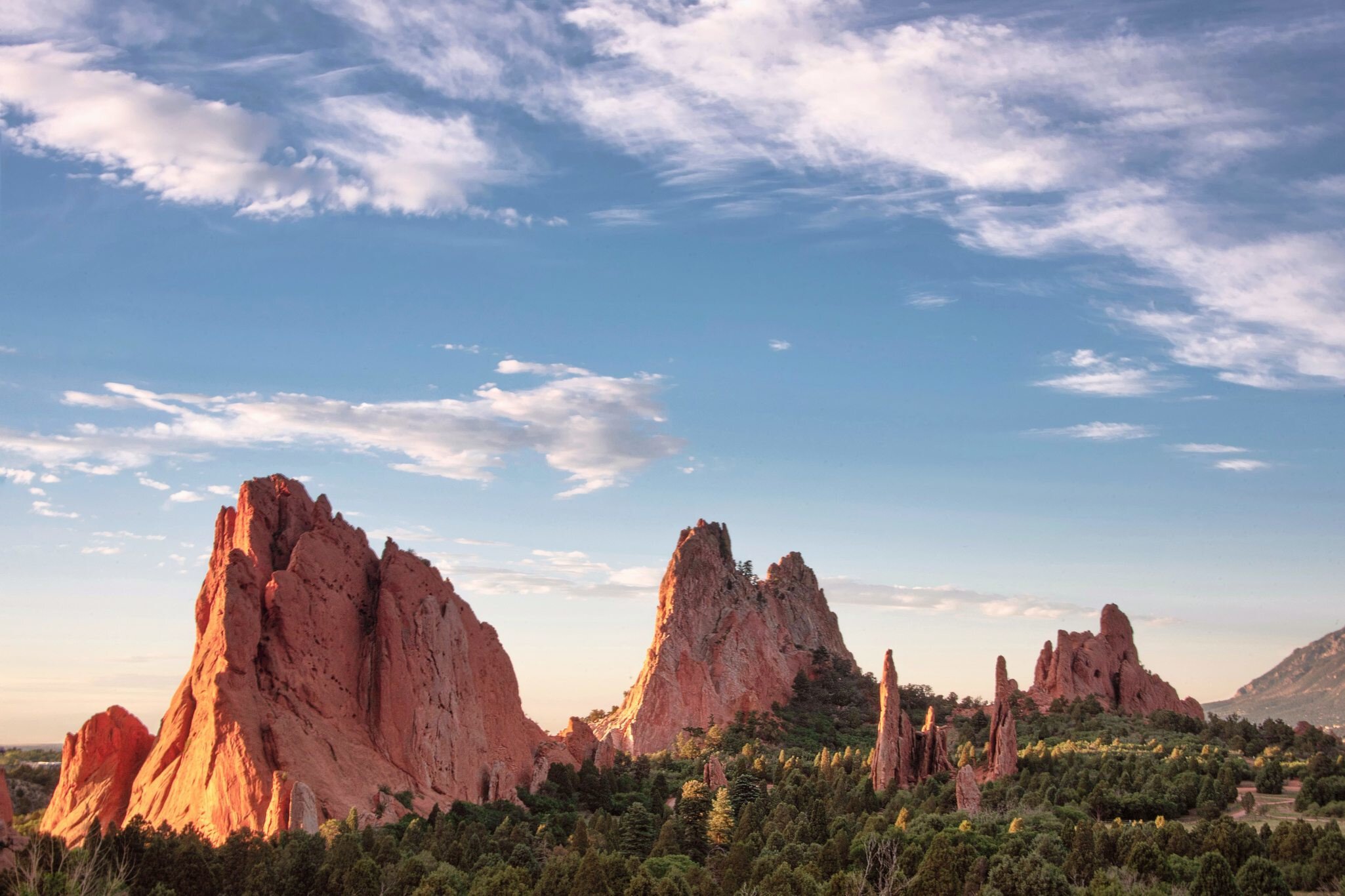 The famous giant red sandstone formations at Garden of the Gods in Colorado Springs, Colorado