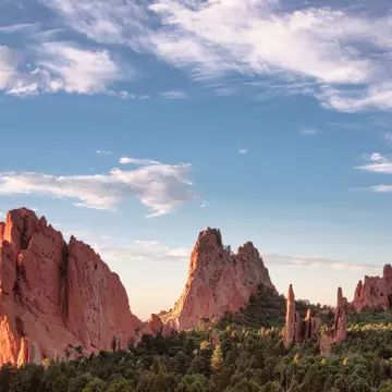 The famous giant red sandstone formations at Garden of the Gods in Colorado Springs, Colorado