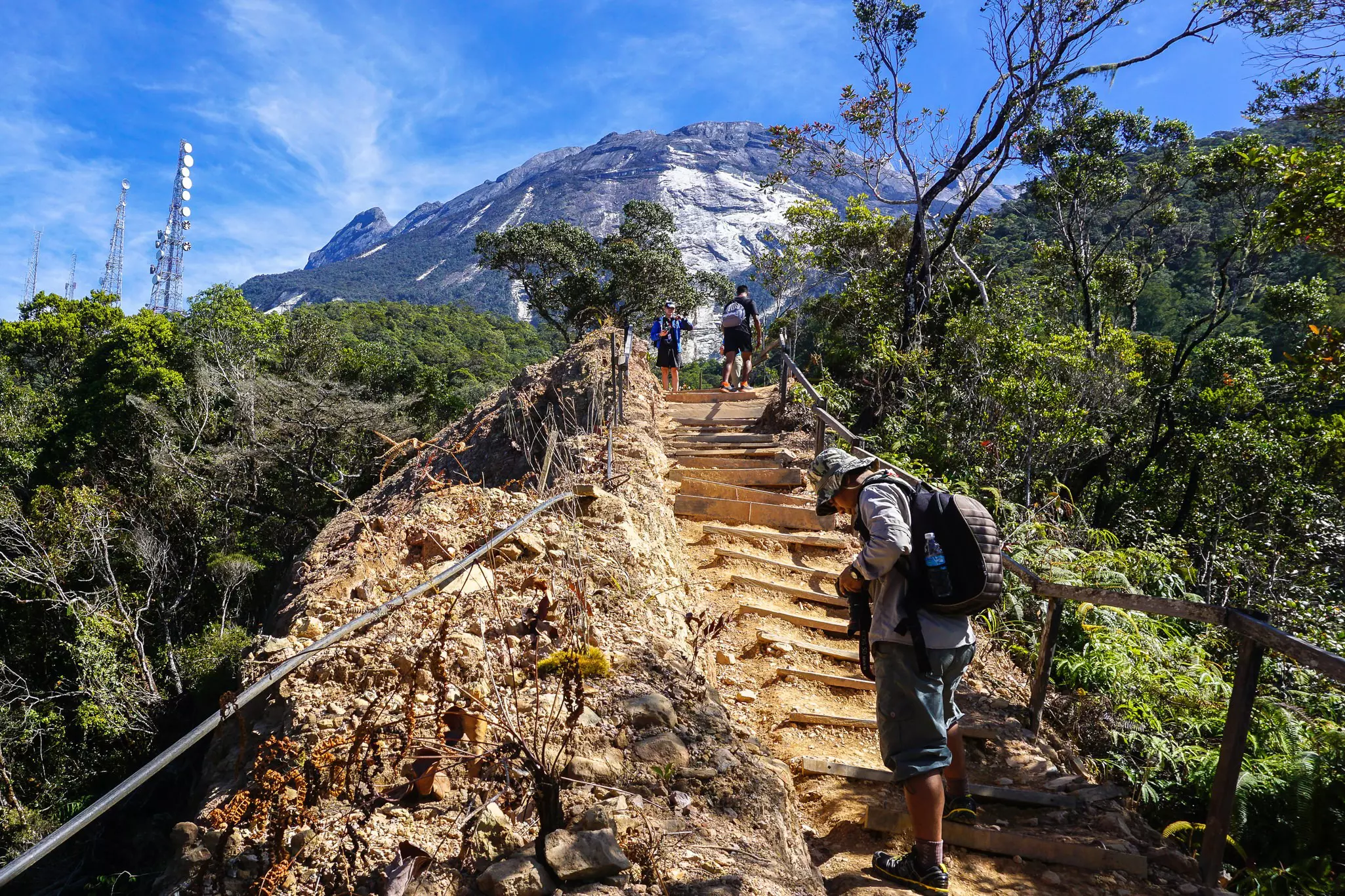 Climbers on the Timpohon trail to Laban Rata of Mount Kinabalu.