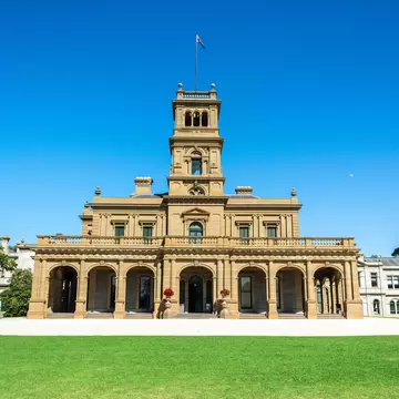 Exterior view of the Werribee Park Mansion in Victoria, Australia. 