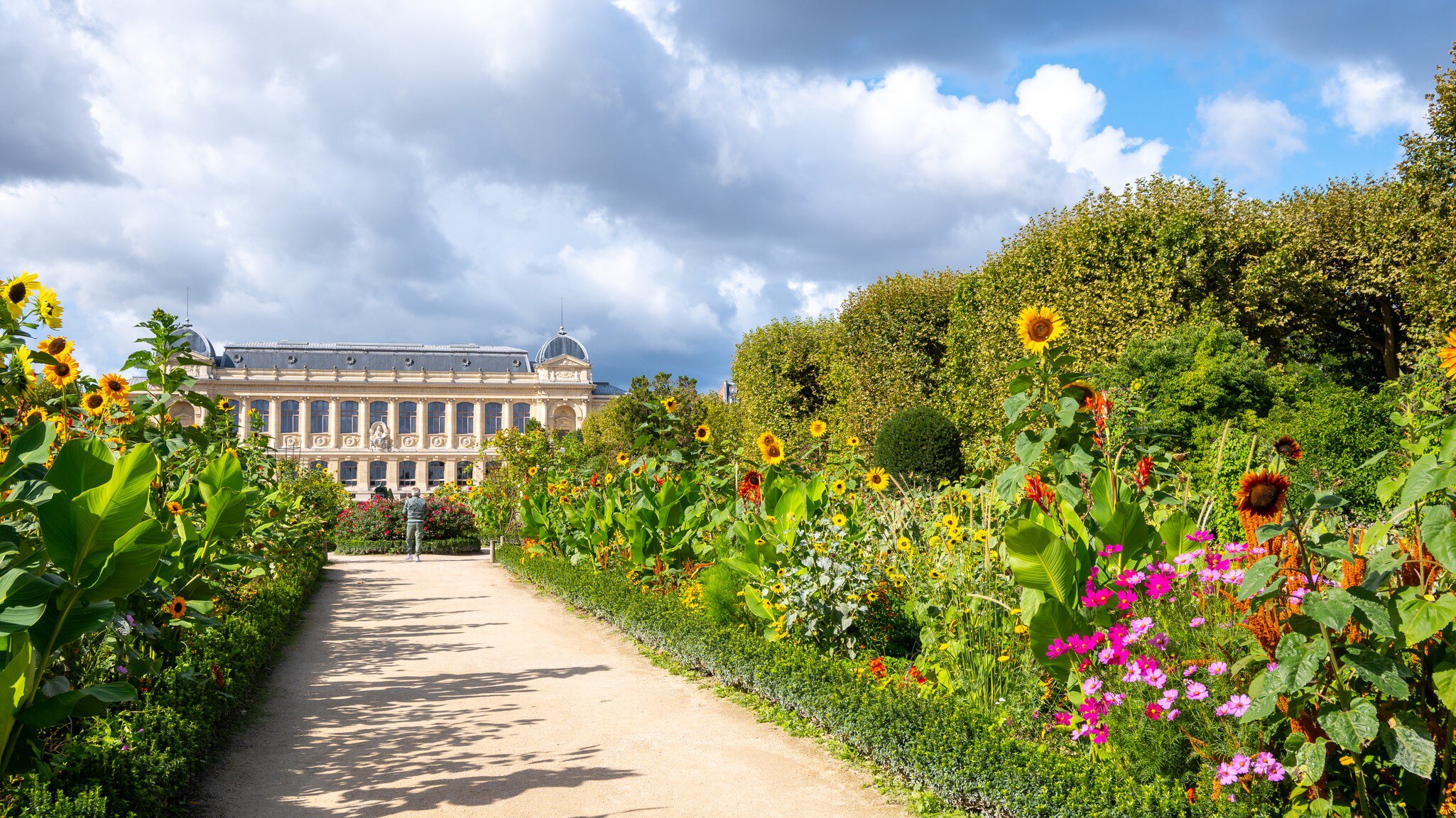 Gardens in front of the Jardin des Plantes, Paris, France.