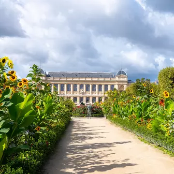 Gardens in front of the Jardin des Plantes, Paris, France.