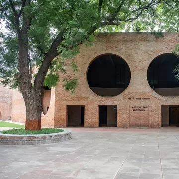 Exterior view of Indian Institute Of Management in Ahmedabad, Gujarat, India.