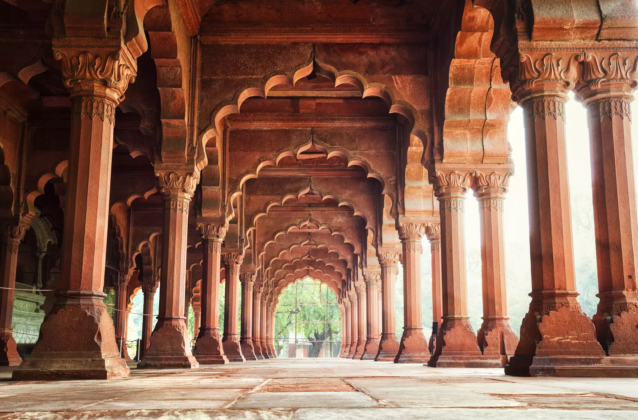 Diwan-i-Am (Hall of Public Audiences) at the Red Fort in New Delhi, India.