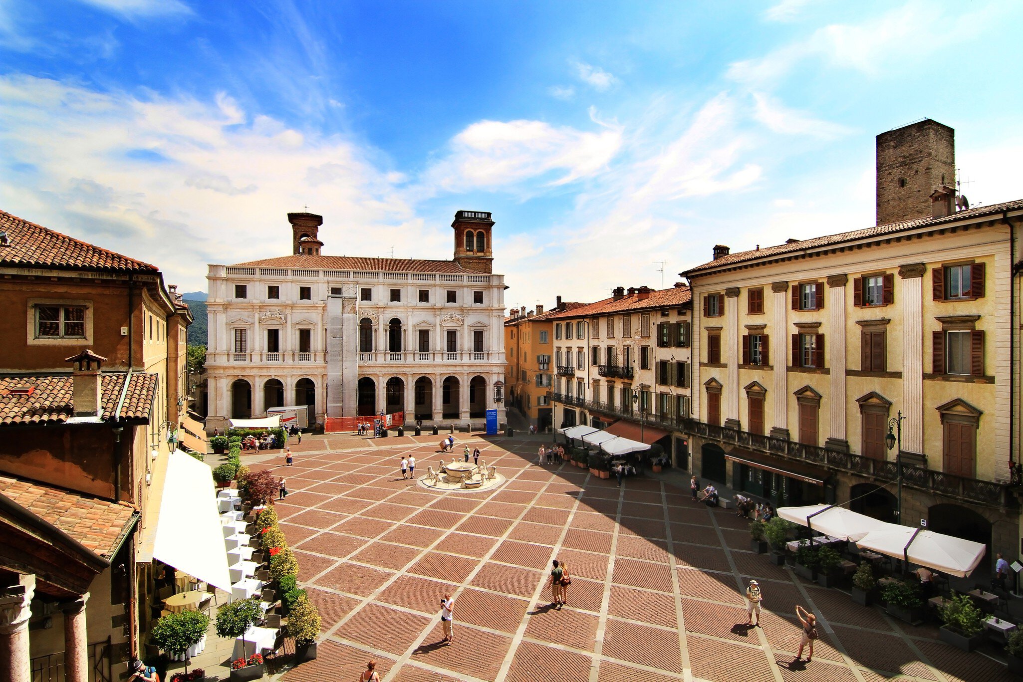 View of Piazza Vecchia in Bergamo.