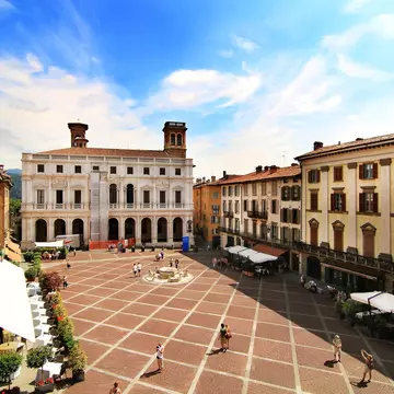 View of Piazza Vecchia in Bergamo.