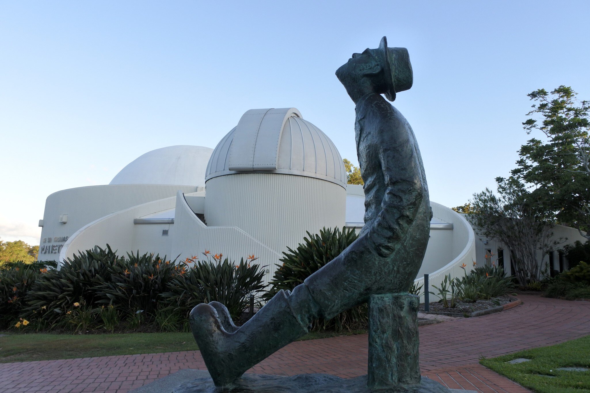 Statue of Konstantin Tsiolkovsky, Russian and Soviet rocket scientist who pioneered astronautics outside the Sir Thomas Brisbane Planetarium in Brisbane Queensland, Australia.  