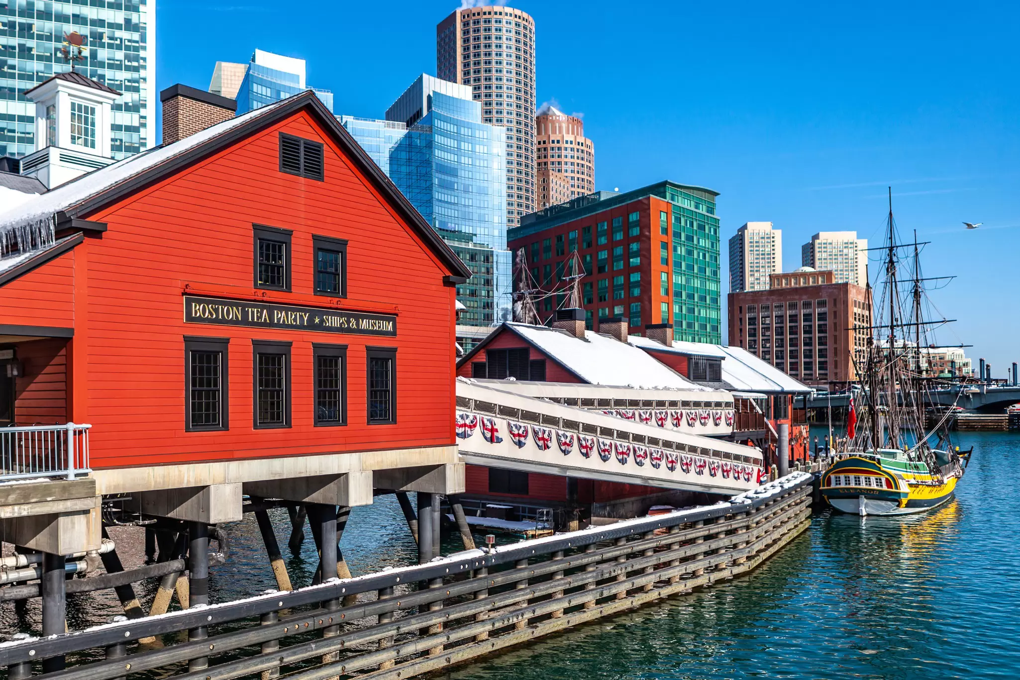 Exterior of the Boston Tea Party Ships and Museum in Boston, Massachusetts.