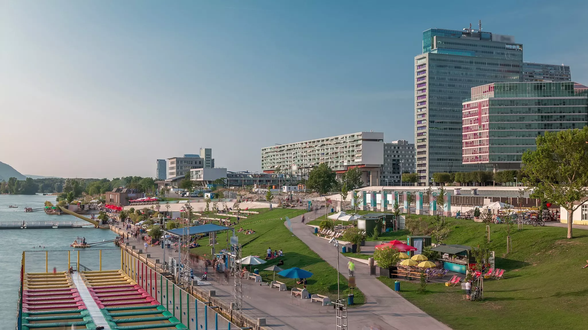 Copa Cagrana (or Copa Beach), an area by the Neue Donau (New Danube) in the 22th district of Vienna.
