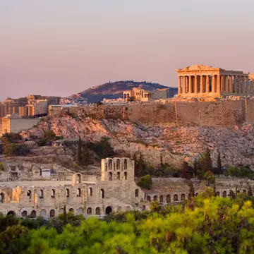 The Theater Of Herodes Atticus sits below the Acropolis