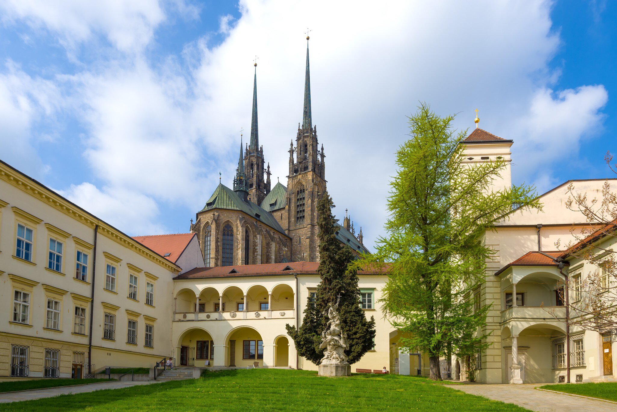 In the Bishop's courtyard on a sunny April afternoon in Brno, Czechia.