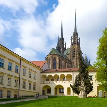 In the Bishop's courtyard on a sunny April afternoon in Brno, Czechia.