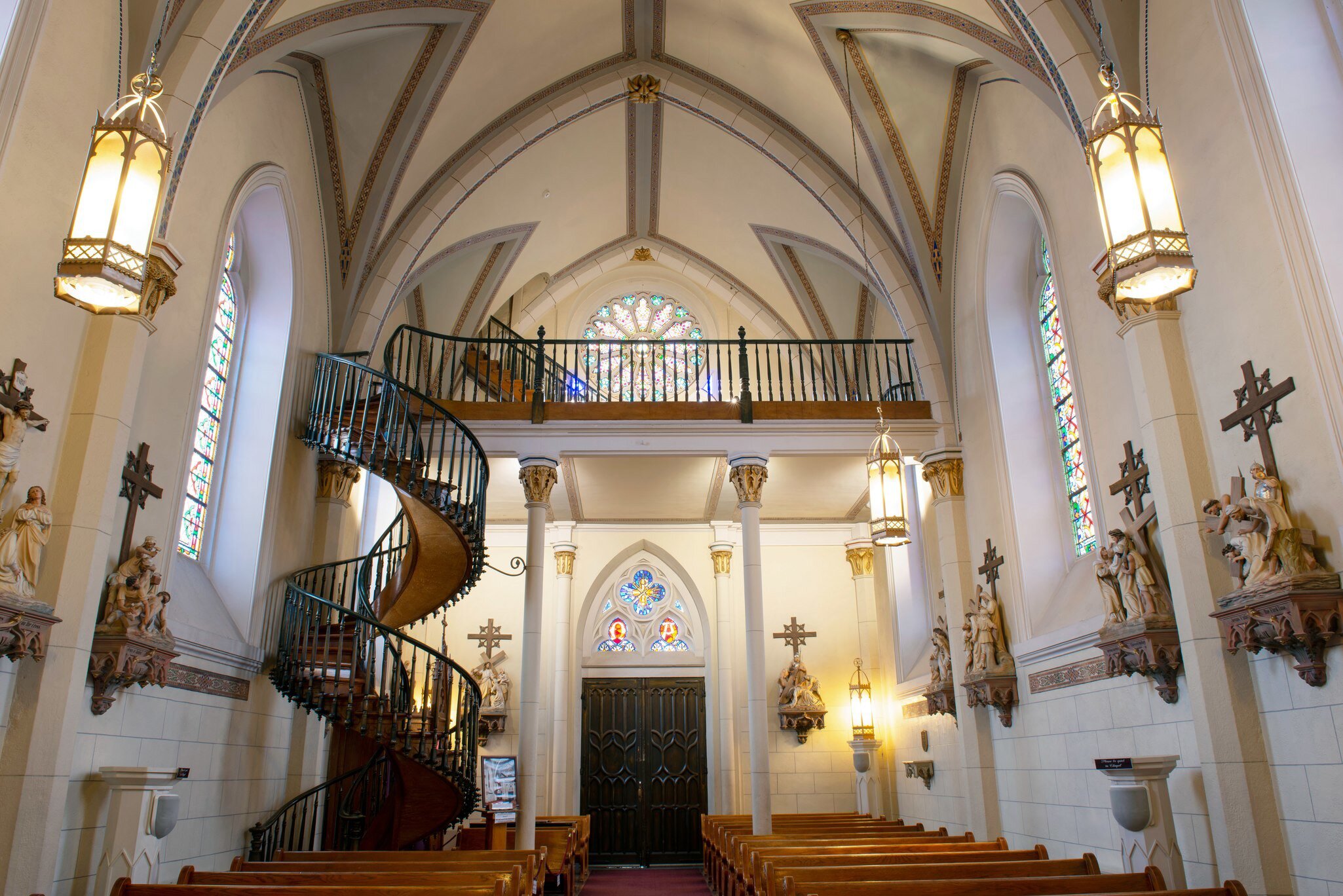 Interior of Loretto Chapel, Santa Fe, new Mexico, USA