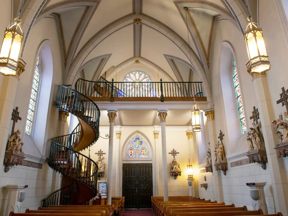 Interior of Loretto Chapel, Santa Fe, new Mexico, USA