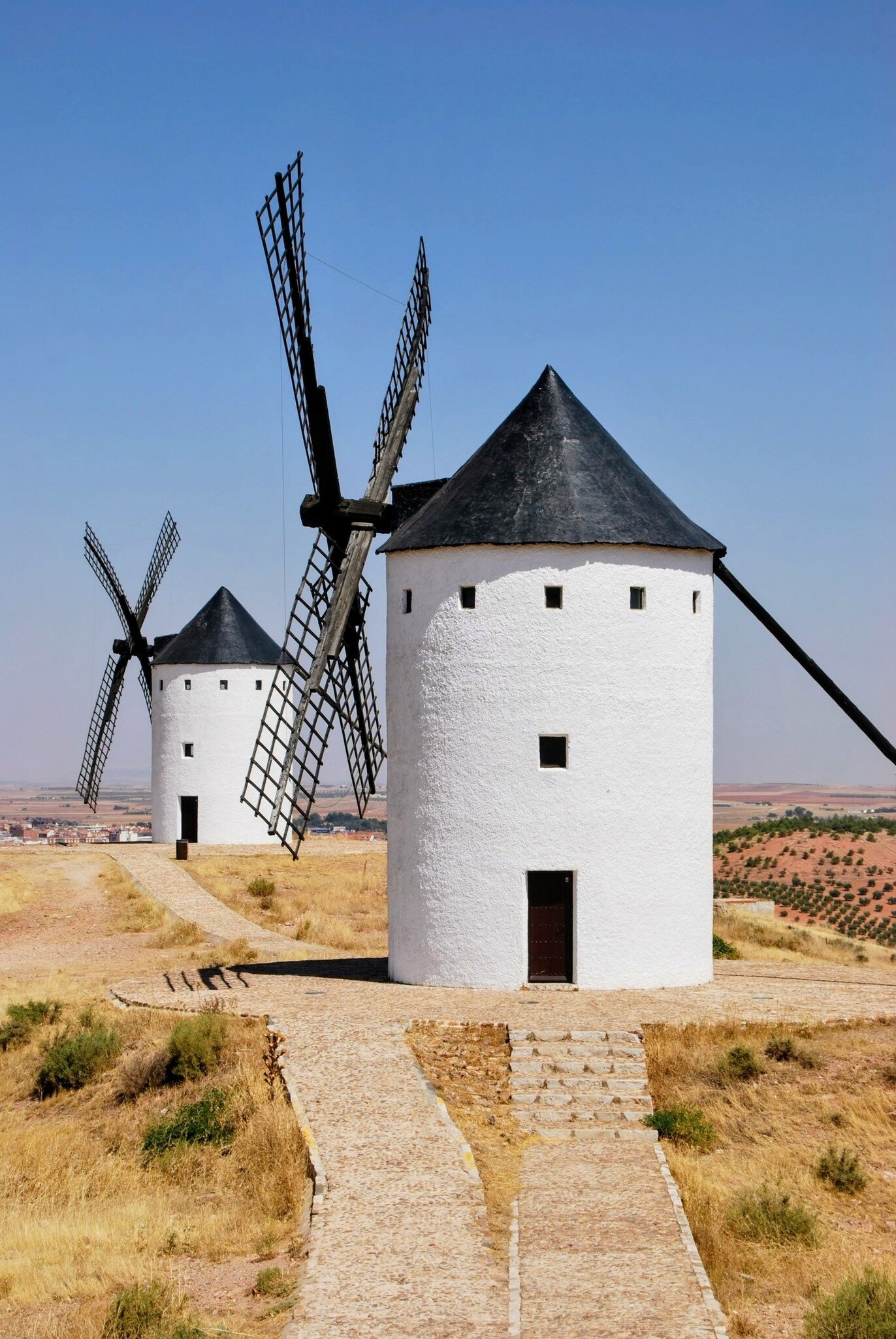 View of windmills in Consuegra, Spain.