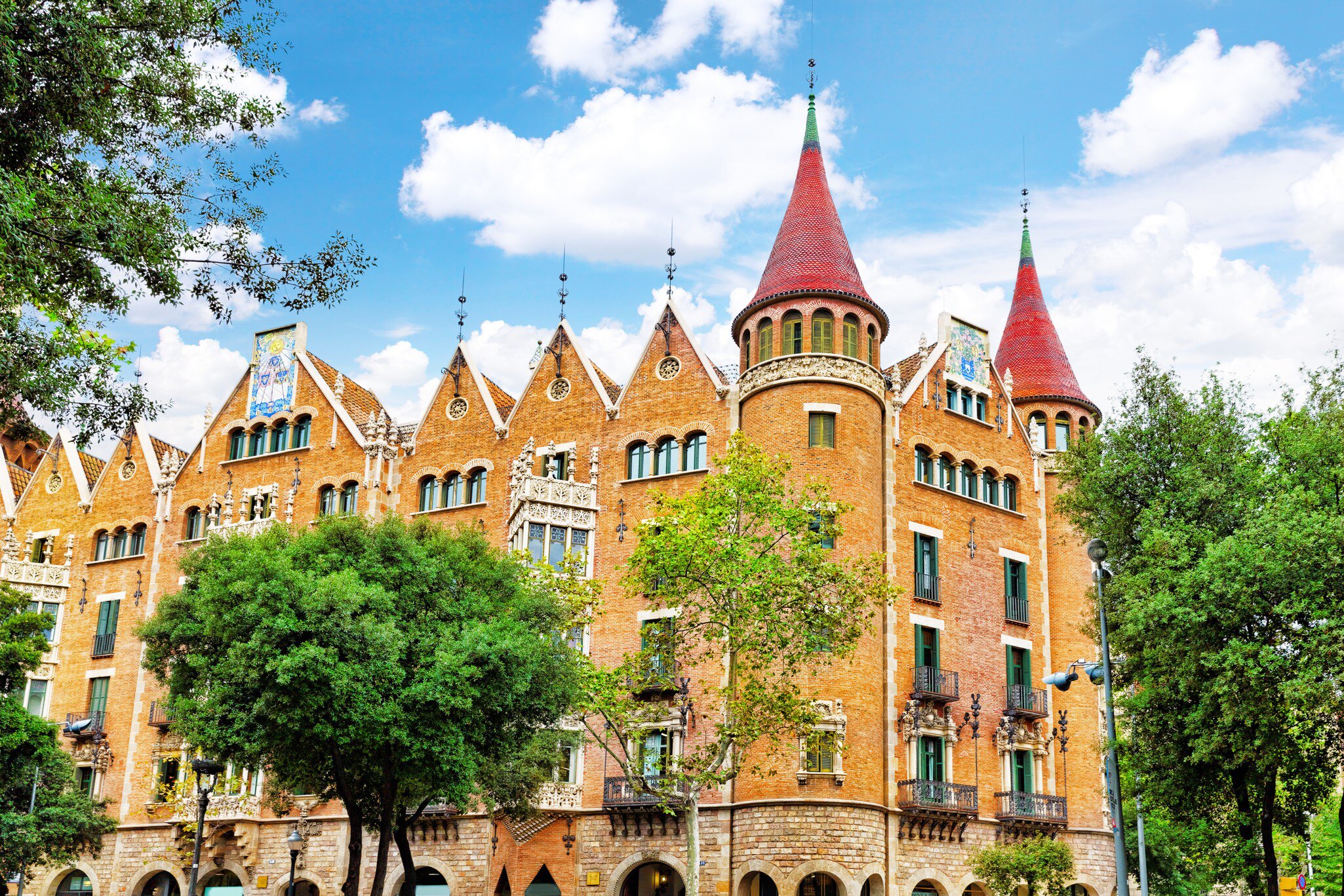 Casa Serra (building with spires) in the center of Barcelona.