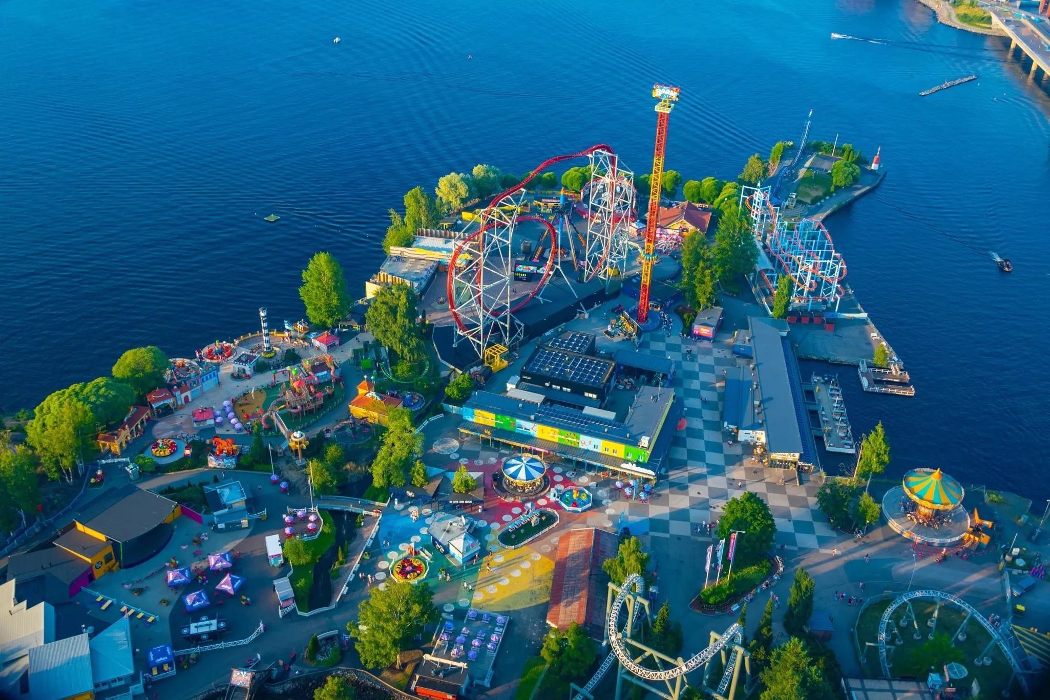 Aerial view of Särkänniemi  amusement park in Tampere, Finland.