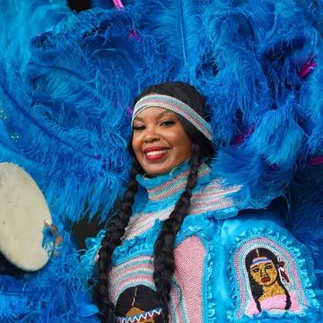 A participant from the Creole Wild West Mardi Gras Indians. Adam McCullough/Shutterstock