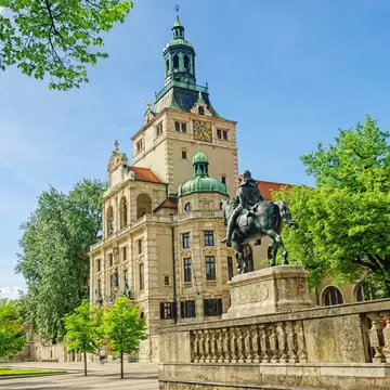 The Luitpold Prinzregent Statue stands outside the Bavarian National Museum, Munich, Germany.