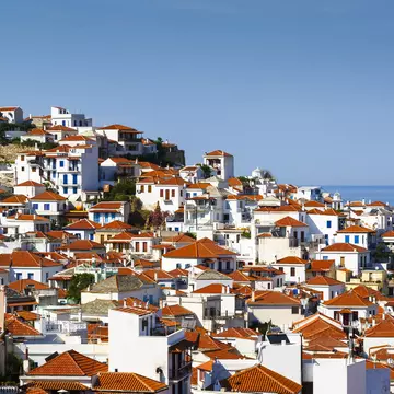 White houses with red roofs in Skopelos town, Greece., License Type: media, Download Time: 2025-12-05T19:16:18.000Z, User: LP_YKhanna, Editorial: false, purchase_order: 65050 - Digital Destinations and Articles, job: LP, client: App Content, other: Yuvraj Khanna