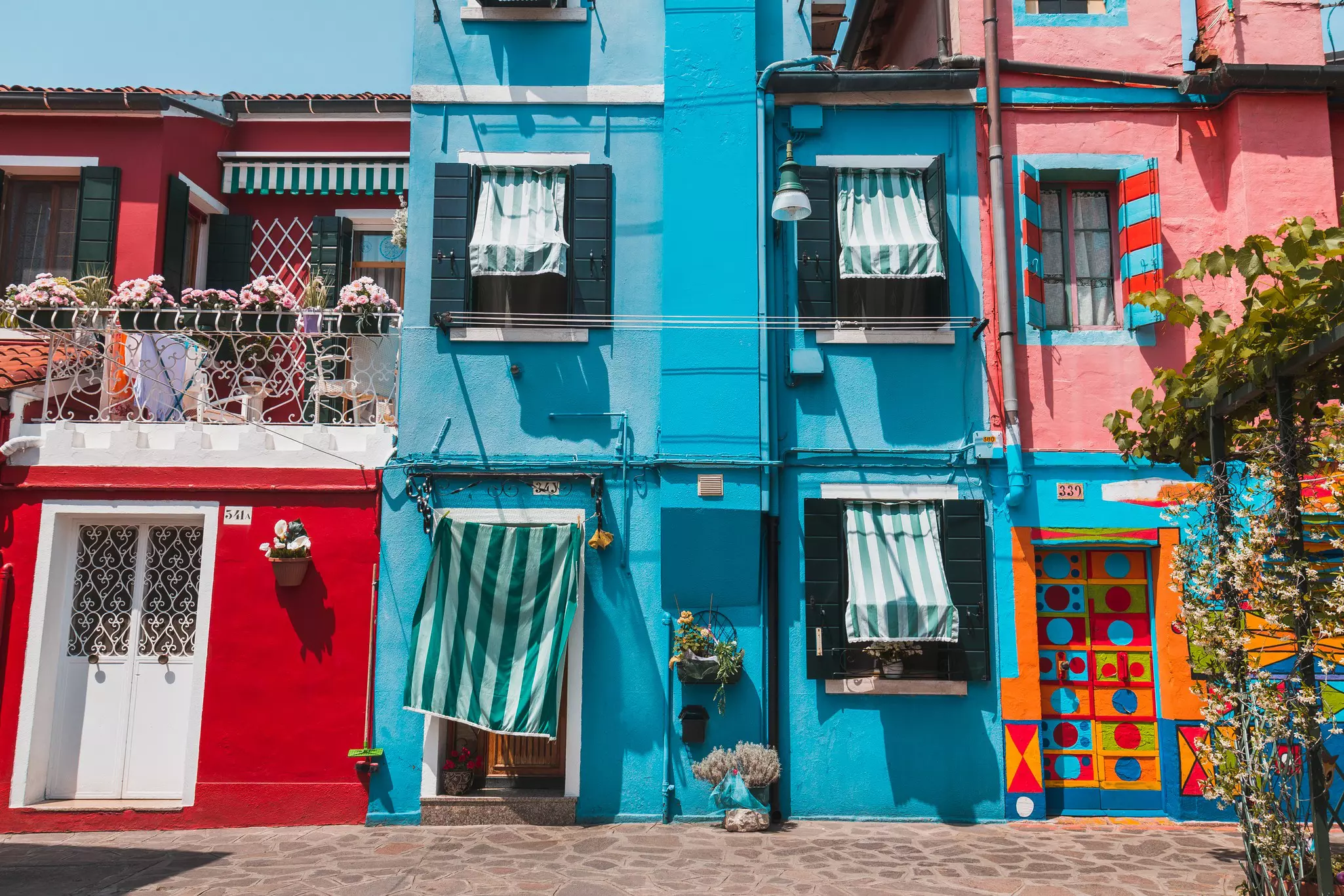 Colorful houses in Burano island on the Veneto, Venice, Italy