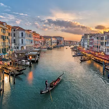 Italy, Venice, Elevated view of canal in city
