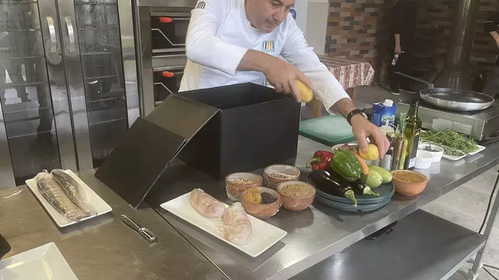 Chef Yura Sargsyan prepares a secret box dinner at Tsaghkunk Chef House.