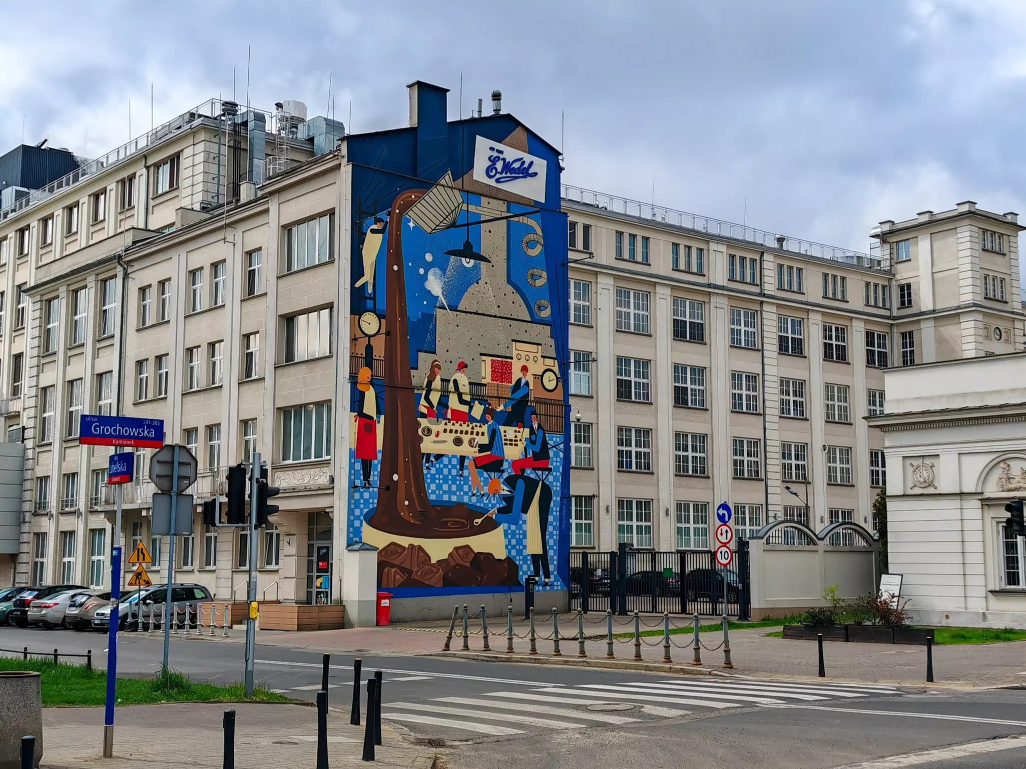 Fabryka Czekolady E.Wedel museum exterior with mural