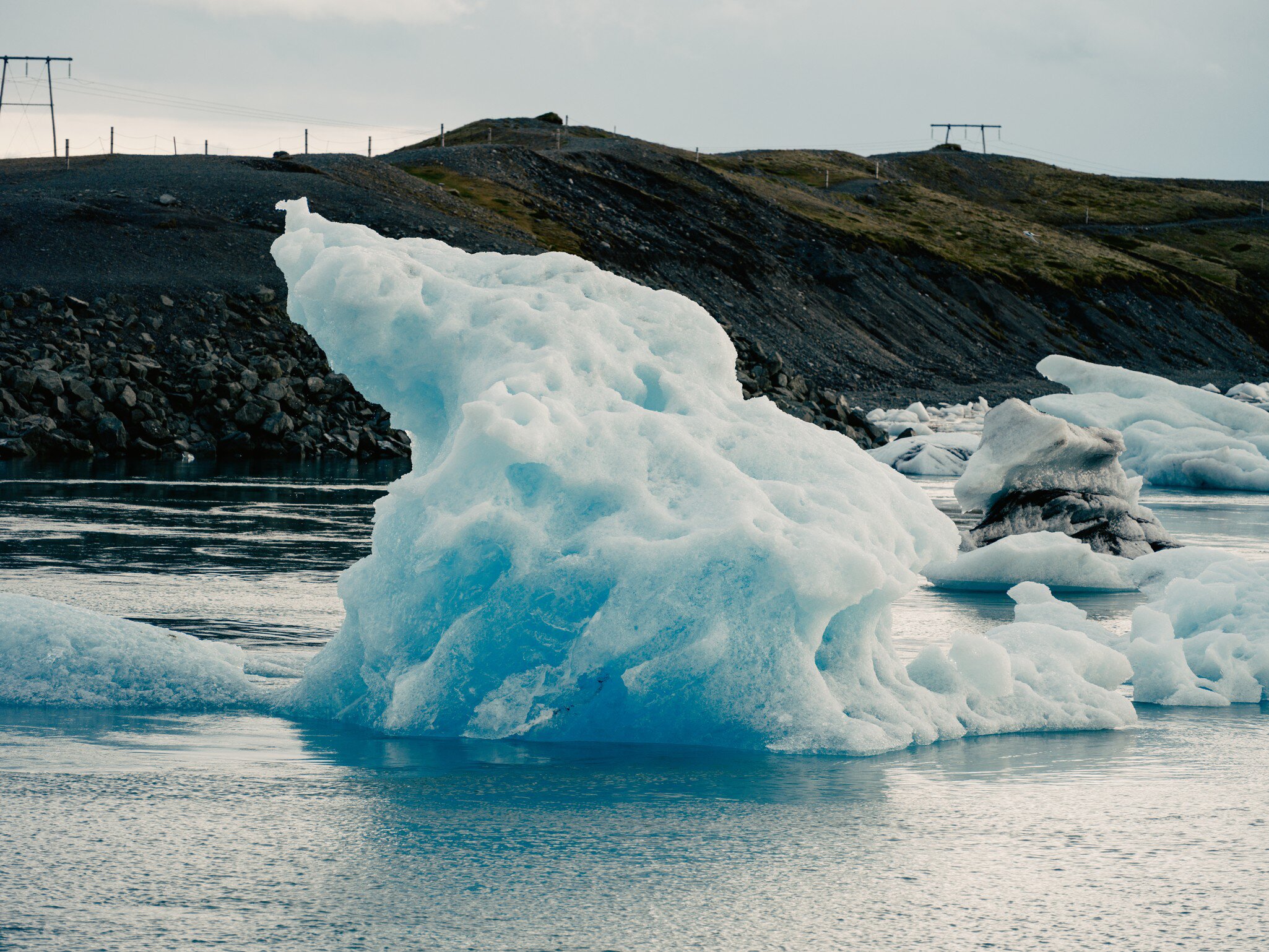 View of icebergs at Jökulsárlón lagoon in Iceland.