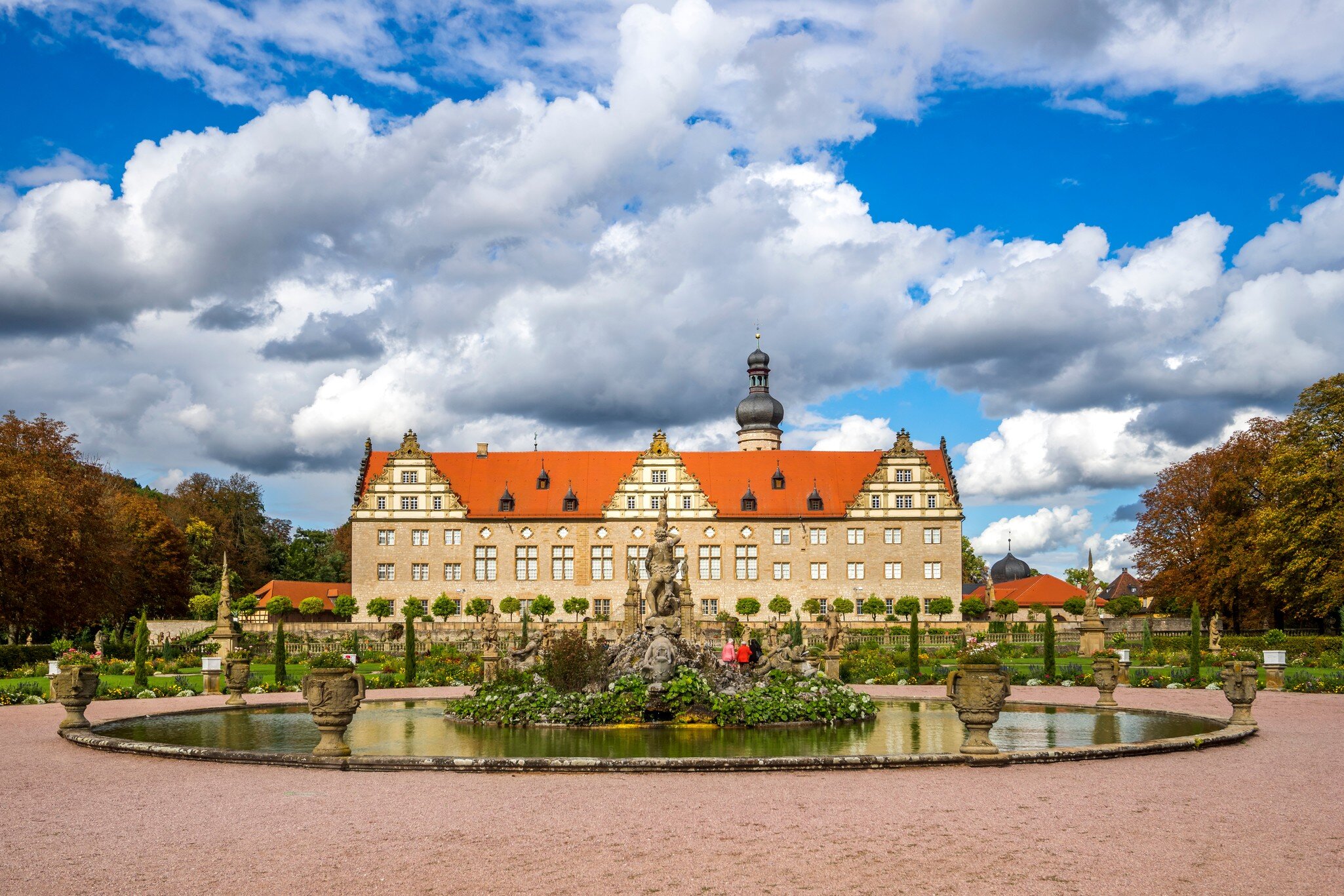 Facade of Garden Palace Weikersheim in Romantic Road, Germany.