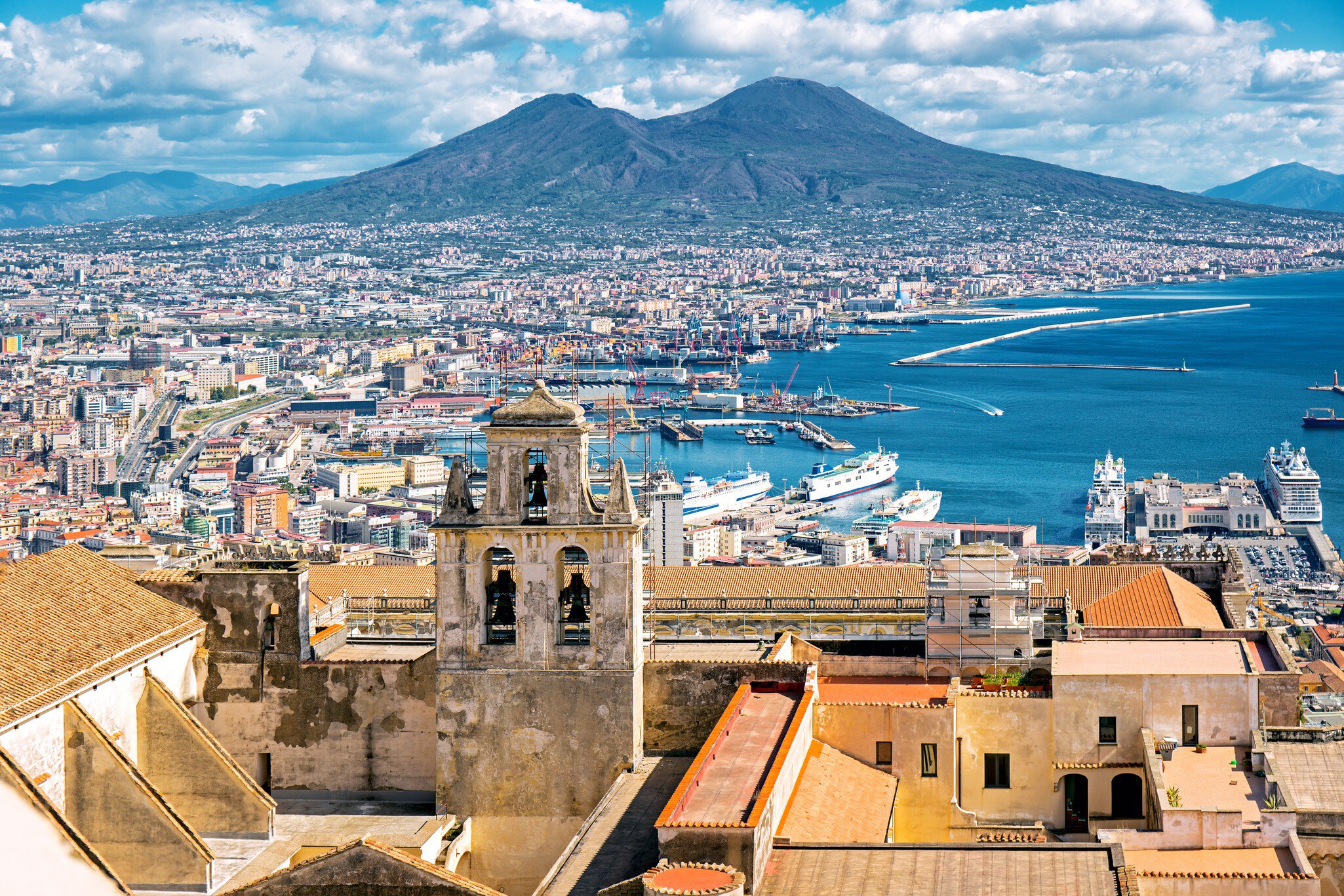 High-angle view of Naples, as seen from Castle Sant`Elmo.