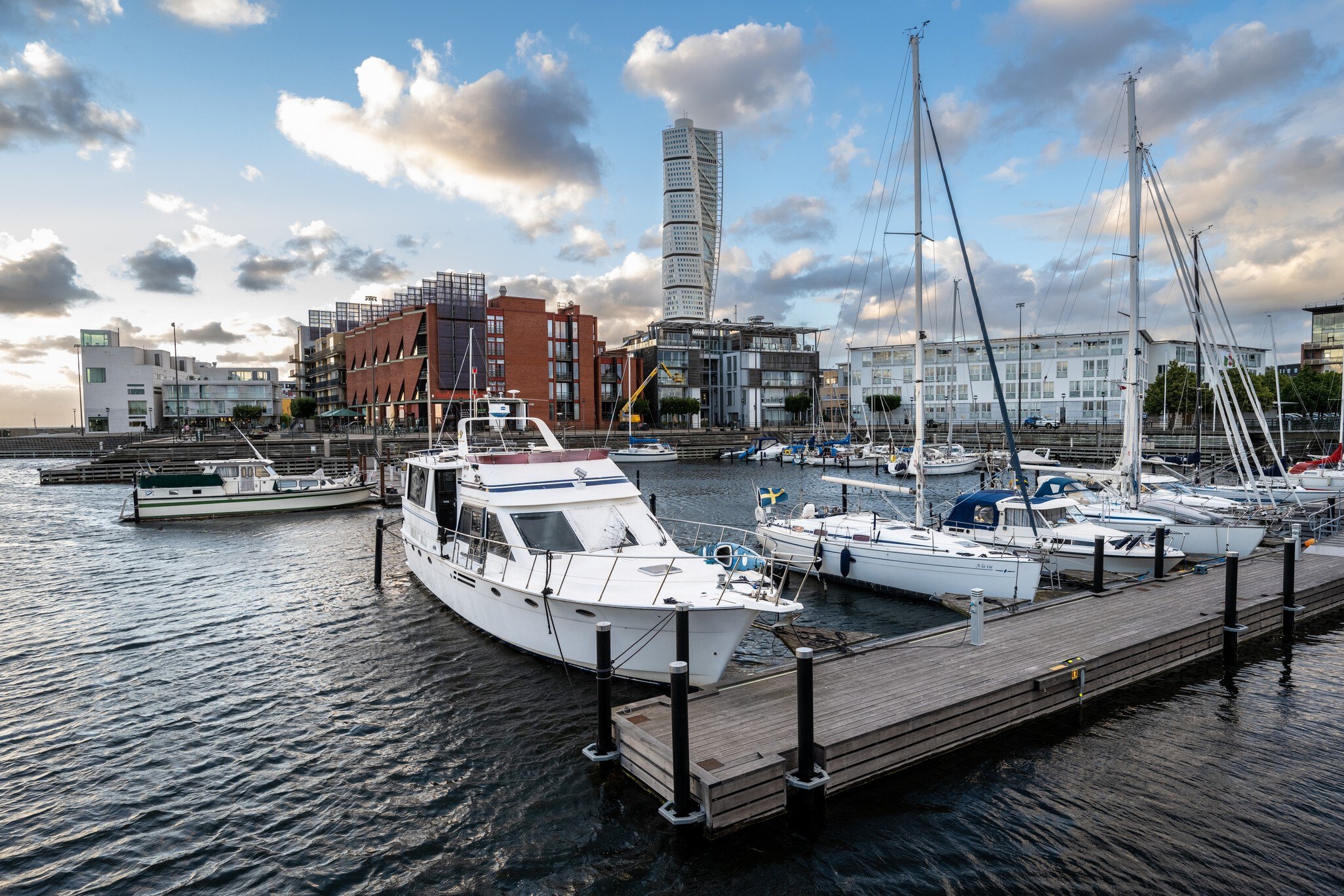 Malmö, Sweden - July 09 2022: Marina at Västra Hamnen with Turning Torso in the background.; Shutterstock ID 2237637147;