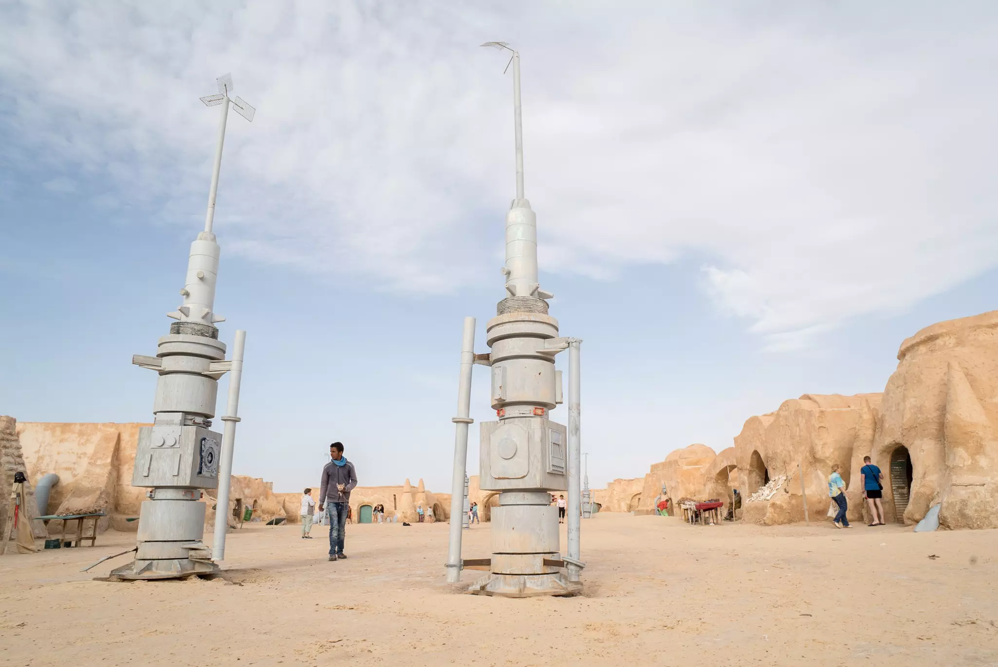 Tatooine planet landscape abandoned sets for shooting Star Wars movie in Sahara desert. Sahara, Tunisia,