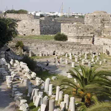View inside the Neratzia Castle, a former fortress of the Knights of St. John of Jerusalem, at Mandraki harbour, Kos-Town, Kos, Greece