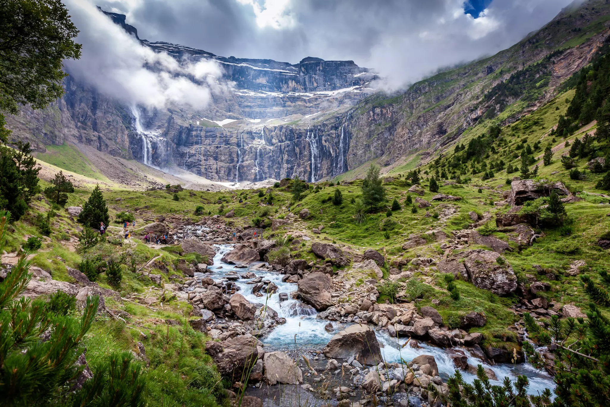 The tumbling waterfalls of the Cirque du Gavarnie. Christophe Faugere/Shutterstock