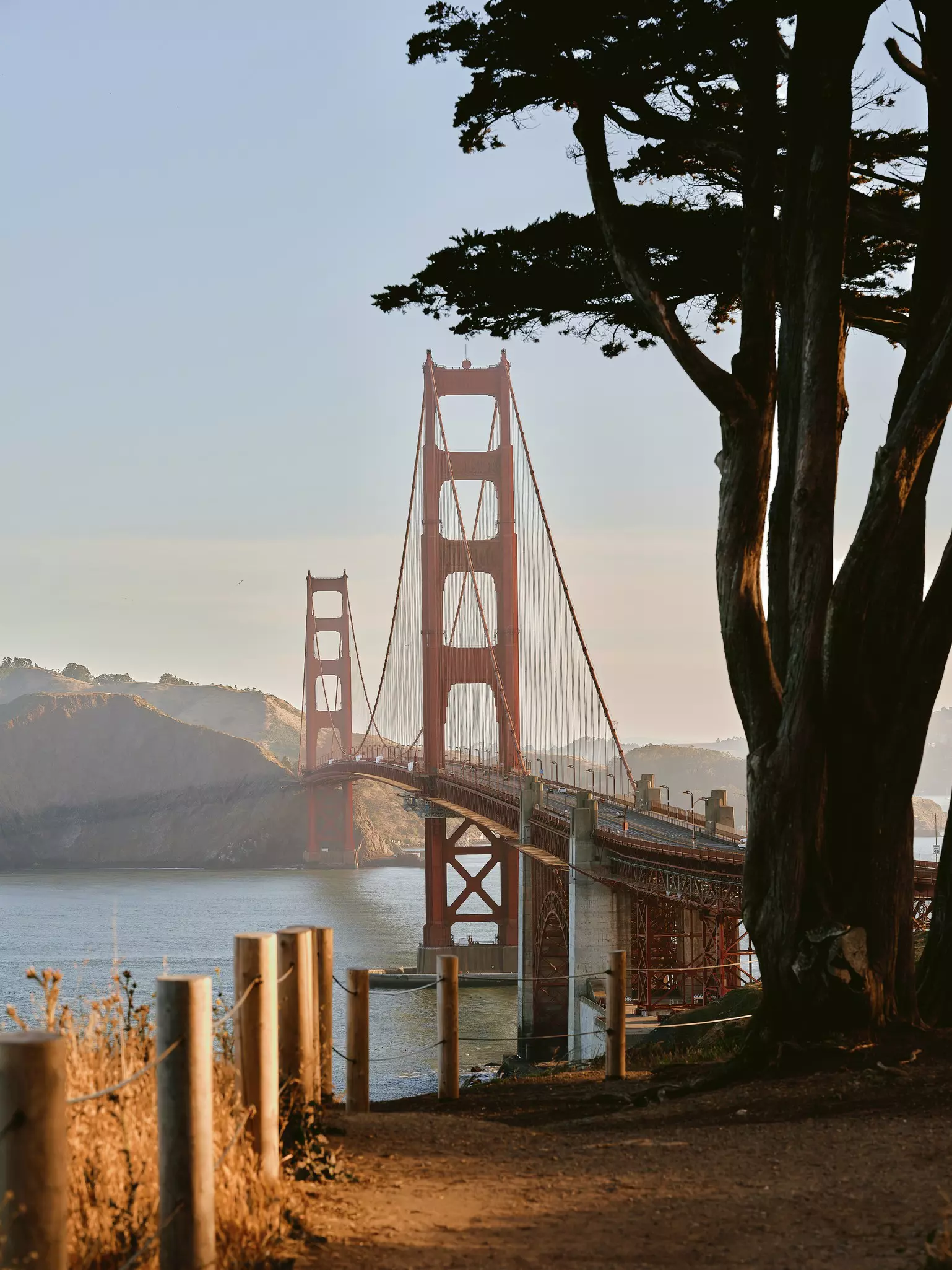 Golden Gate Bridge via Presidio. San Francisco, California