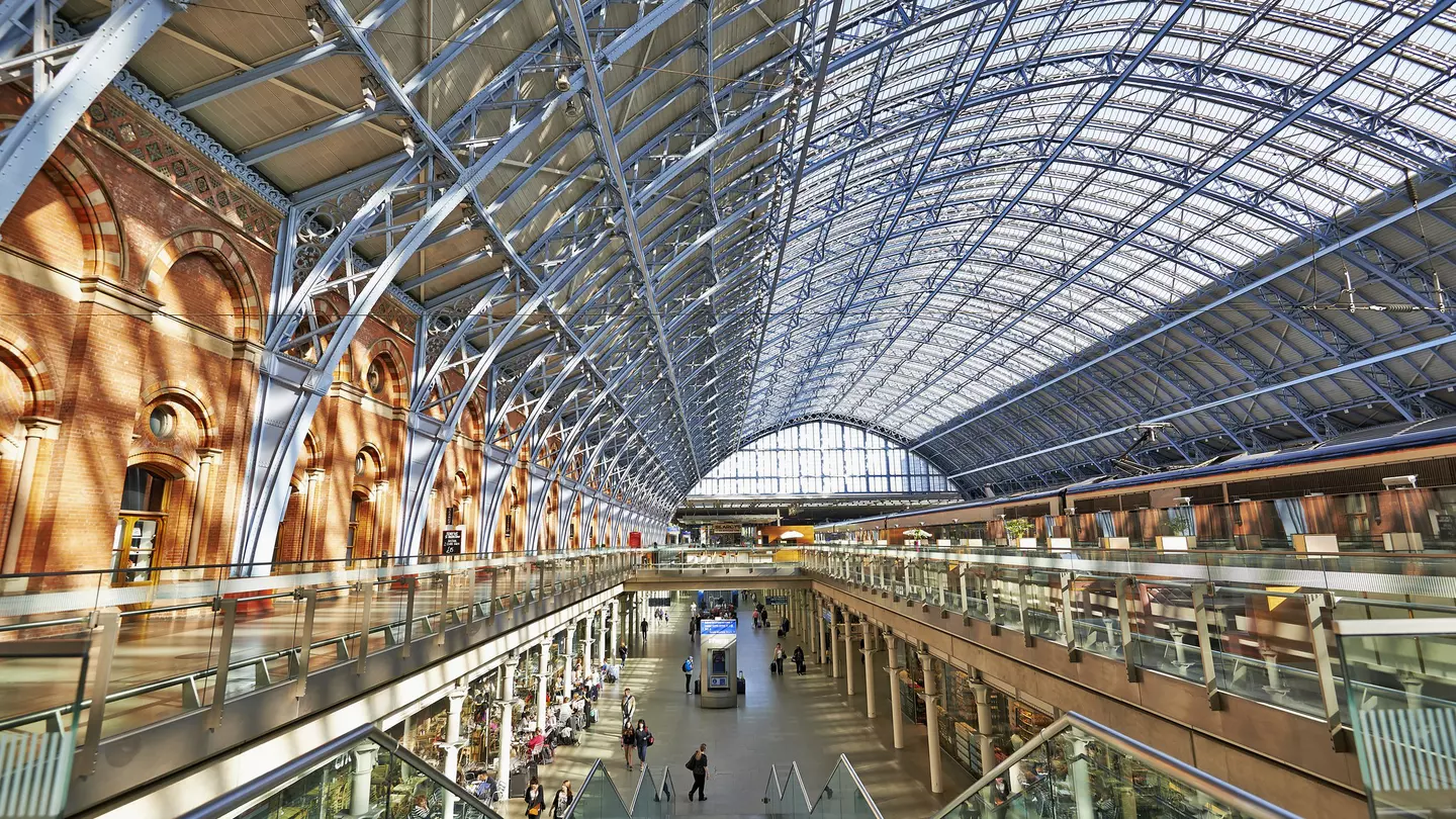 The interior of St Pancras Station.