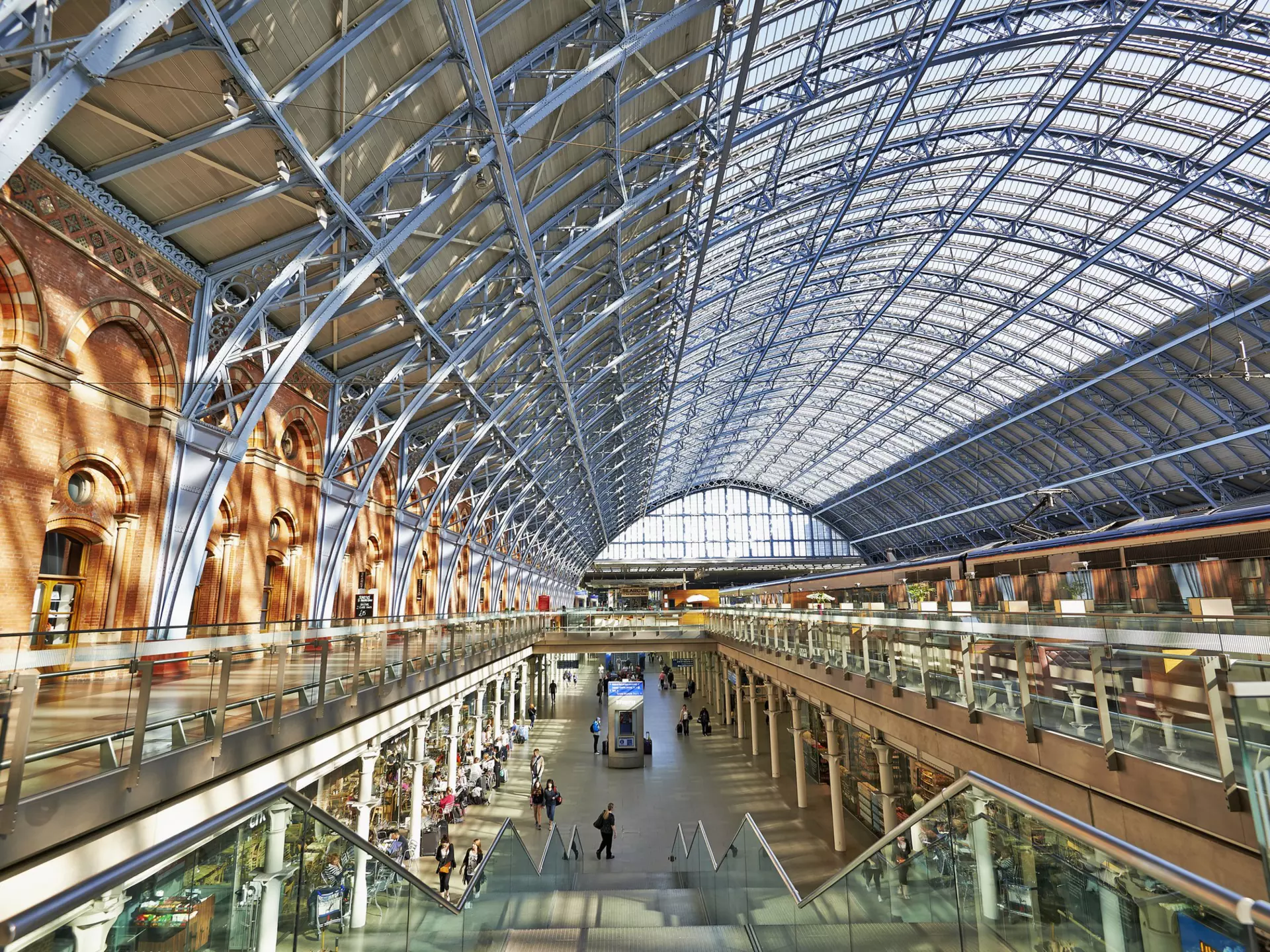 The interior of St Pancras Station.