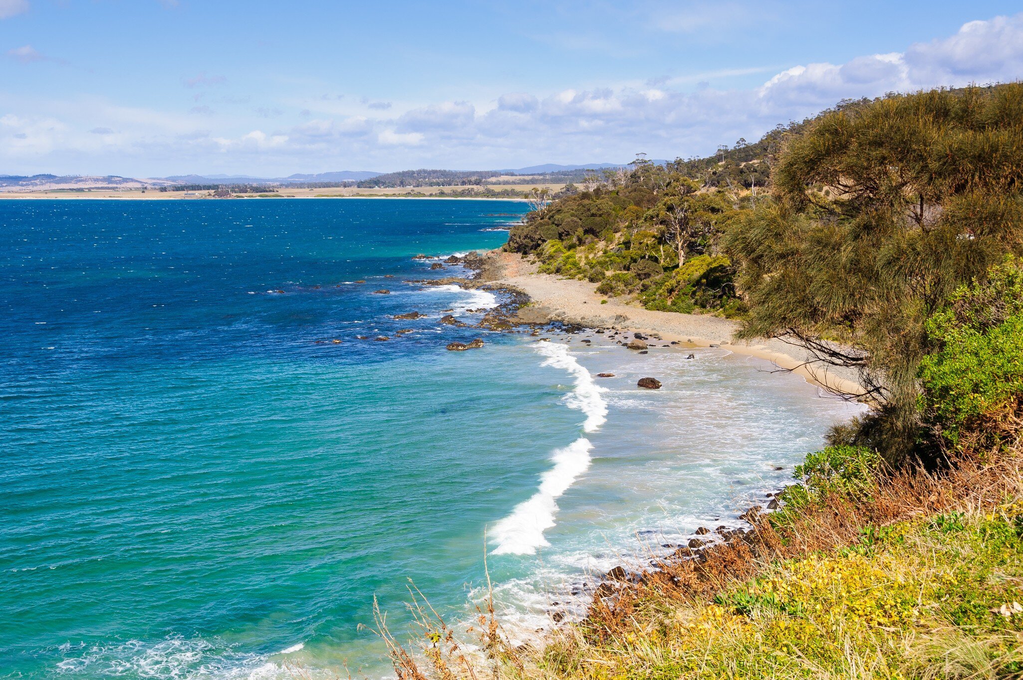 Mayfield Bay Coastal Reserve south of Swansea, Rocky Hills, Tasmania, Australia.